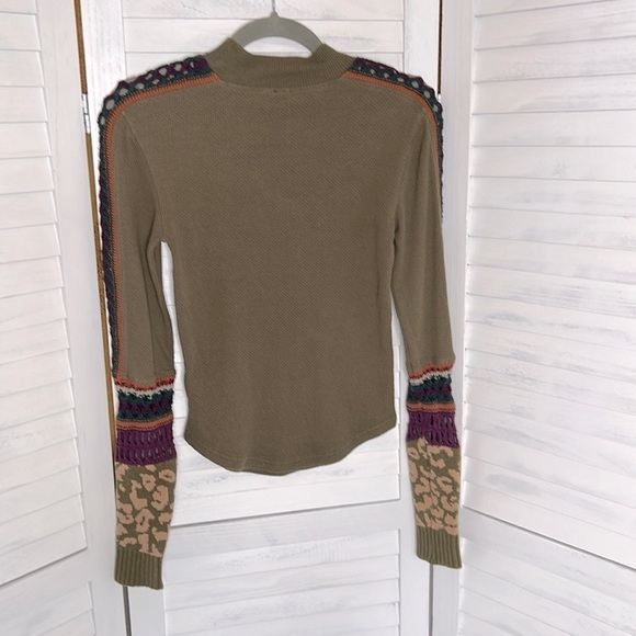 FREE PEOPLE l Switch It Up Cuff Thermal Knit Long Sleeve Top Size XS - Picture 5 of 11